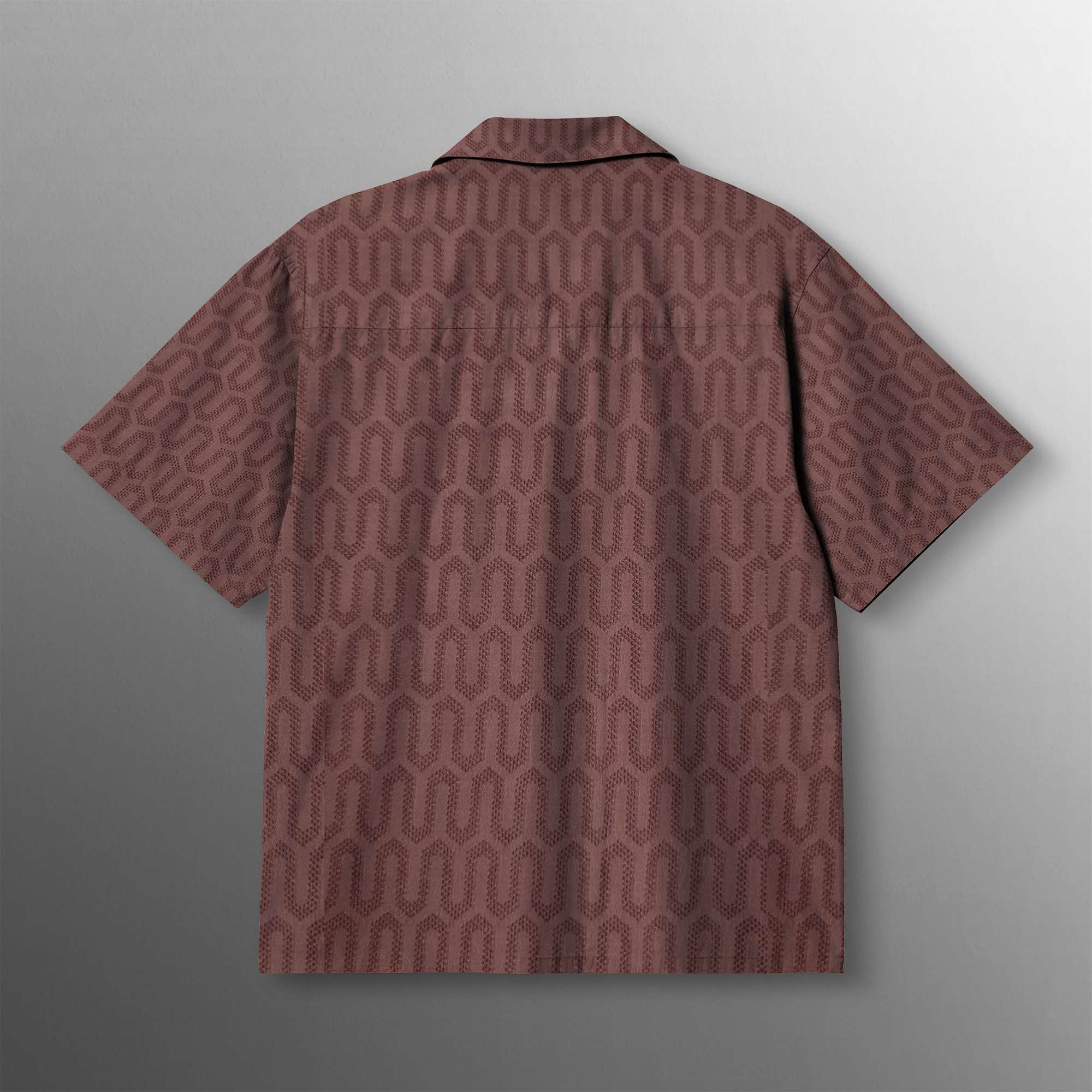 Coffee Grid Knitted Shirt