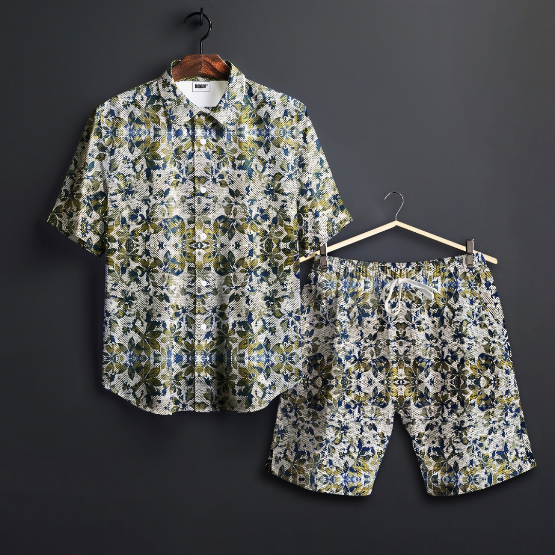 Floral Print Shirt & Short Set | 100% Cotton