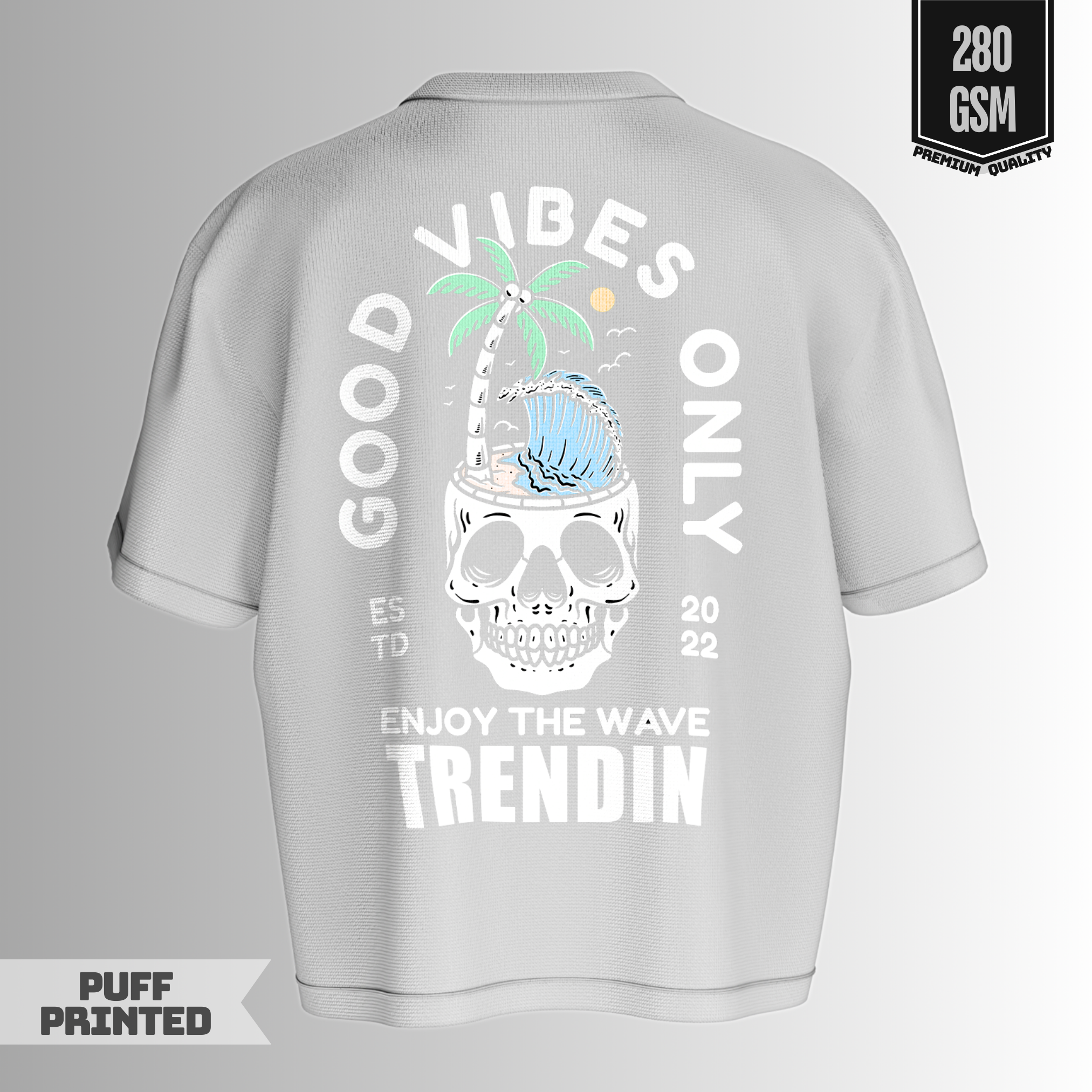 Skull Vibes Puff Printed Oversize Tee